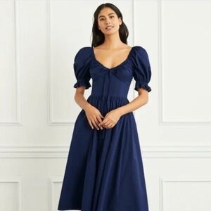 Hill House Ophelia Dress - Navy Poplin Large